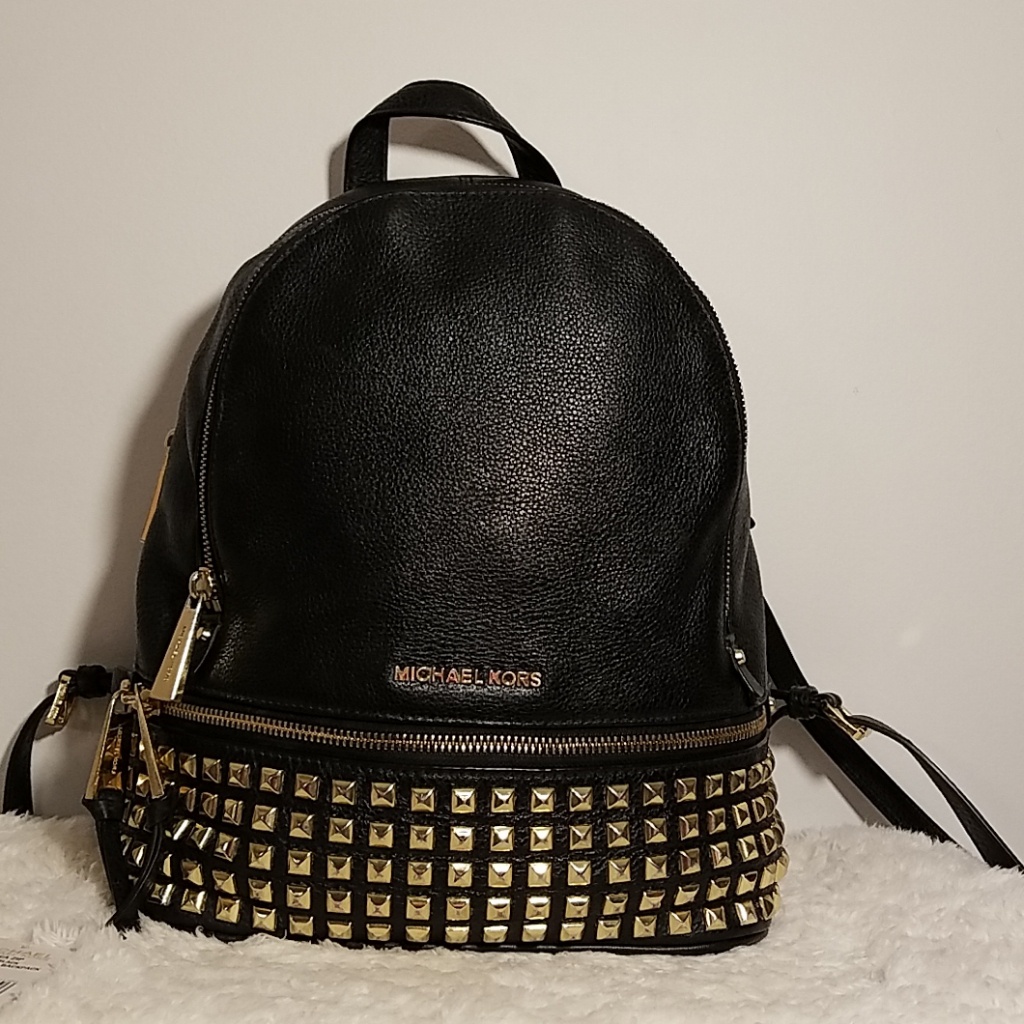 Genuine Michael Kors Rhea Black Leather Backpack